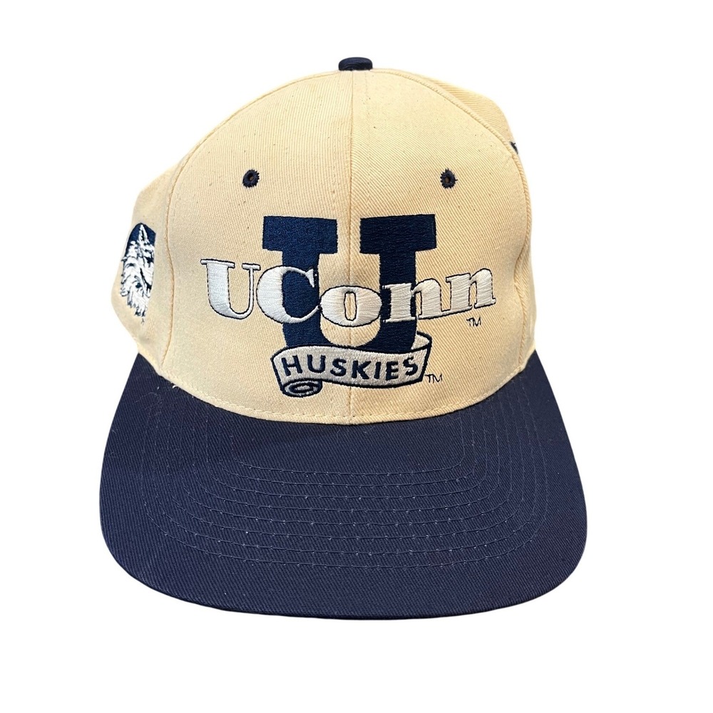 Head Start UConn Huskies Hat Mens OSFA Tan Blue Vintage Snapback NCAA Cap